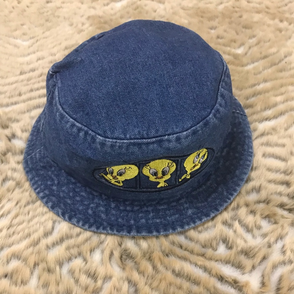 Vintage Looney Tunes Denim Bucket Hat Blue Cap